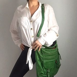 Tano Green Leather Crossbody Bag